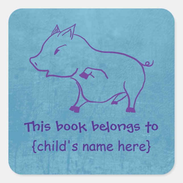 Cute little Piggy for boys - Book Belongs To Square Sticker (Front)