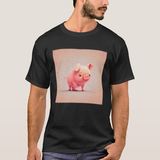 Cute Little Piggy Illustration Unique  Women Kids  T-Shirt (Front)
