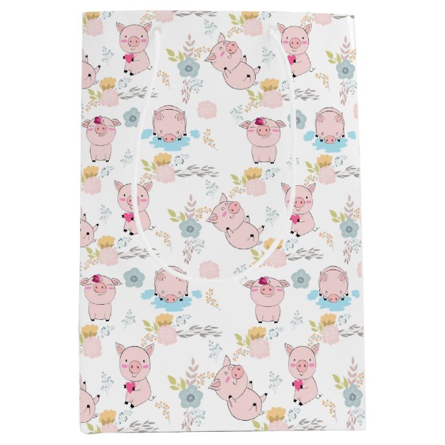 Cute Little Pigs Medium Gift Bag (Front)