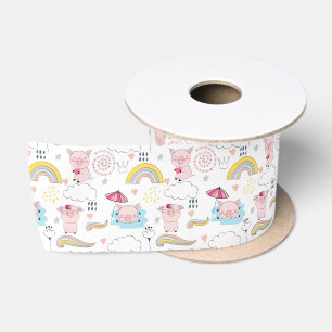Cute Little Pigs Satin Ribbon