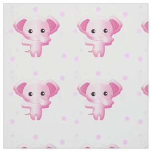 Cute Little Pink Baby Girl Elephant Fabric