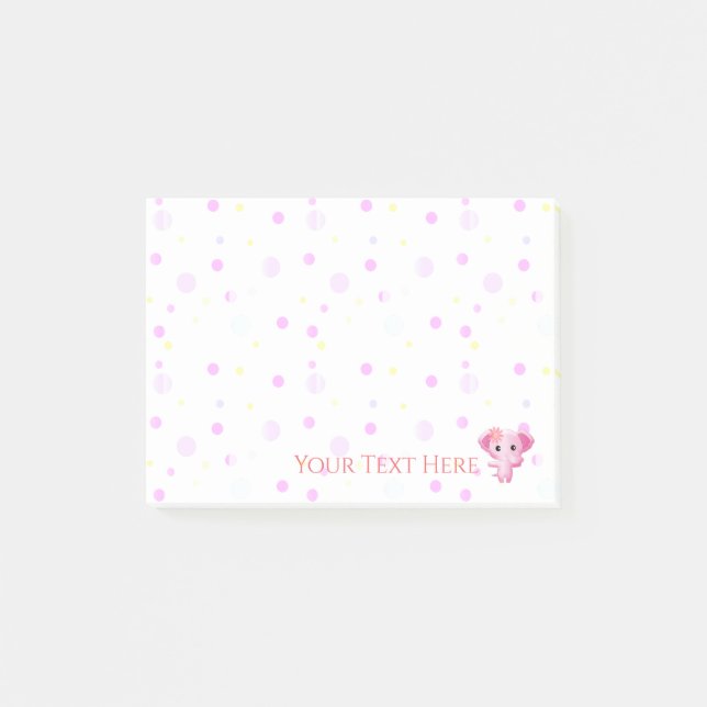 Cute Little Pink Baby Girl Elephant Post-it Notes (Front)