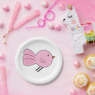 Cute Little Pink Bird Paper Plates