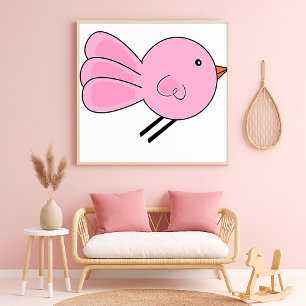 Cute Little Pink Bird Poster