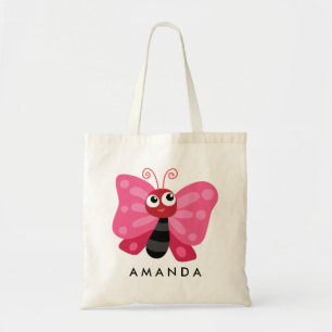 Cute Little Pink Butterfly add your name Tote Bag