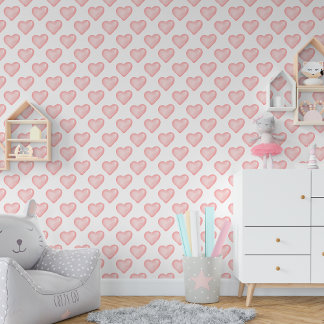 Cute Little Pink Hearts Baby Girl Nursery Wallpaper
