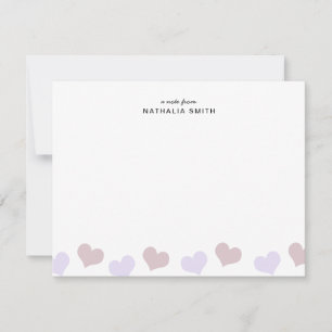 Cute Little Pink Lavender Hearts Kids Stationery Card