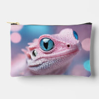 Cute Little Pink Lizard with Big Blue Eyes