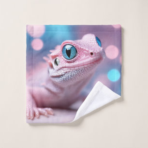 Cute Little Pink Lizard with Big Blue Eyes Wash Cloth