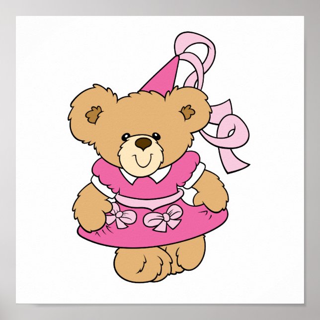 Cute Little Pink Princess Bear Poster (Front)