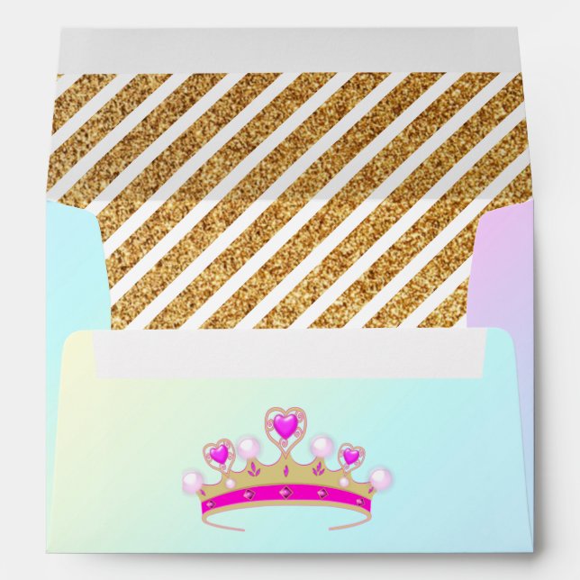 Cute Little Pink Princess Crown Birthday Party Envelope (Back (Bottom))