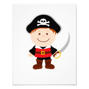 Cute Little Pirate Boy Cartoon Illustration Photo Print