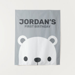 Cute Little Polar Bear Birthday Tapestry