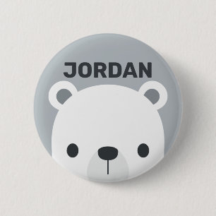 Cute Little Polar Bear with Personalised Name 6 Cm Round Badge