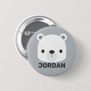 Cute Little Polar Bear with Personalised Name 6 Cm Round Badge