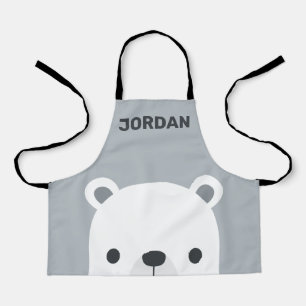 Cute Little Polar Bear with Personalised Name Apron