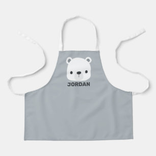 Cute Little Polar Bear with Personalised Name Apron