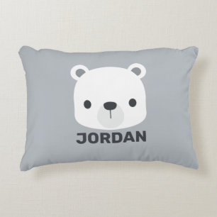 Cute Little Polar Bear with Personalised Name Decorative Cushion