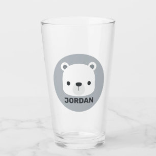 Cute Little Polar Bear with Personalised Name Glass