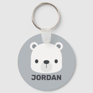 Cute Little Polar Bear with Personalised Name Key Ring