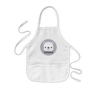 Cute Little Polar Bear with Personalised Name Kids Apron