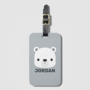 Cute Little Polar Bear with Personalised Name Luggage Tag
