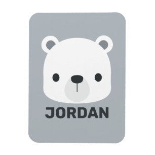 Cute Little Polar Bear with Personalised Name Magnet