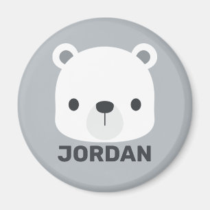 Cute Little Polar Bear with Personalised Name Magnet