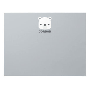 Cute Little Polar Bear with Personalised Name Notepad