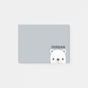 Cute Little Polar Bear with Personalised Name Post-it Notes