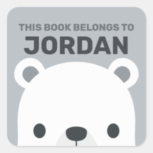 Cute Little Polar Bear with Personalised Name Square Sticker