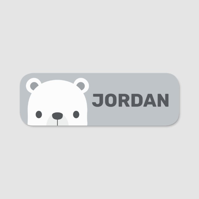 Cute Little Polar Bear with Personalised Name Tag (Front)