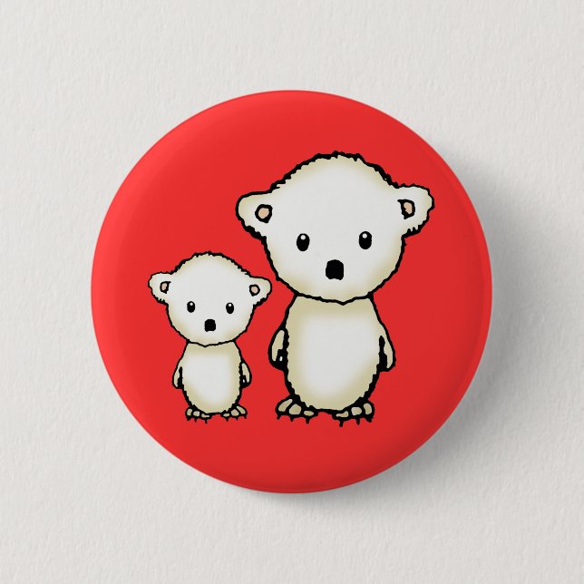 Cute Little Polar Bears Christmas Button (Front)