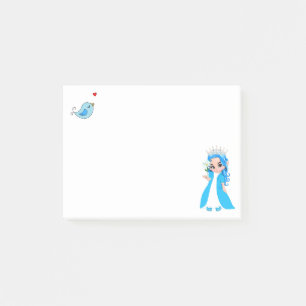 Cute little princess & birdy post-it notes