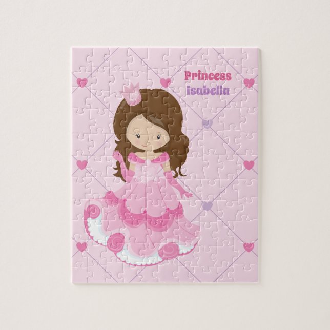 Cute Little Princess Girl Custom Pink Jigsaw Puzzle (Vertical)