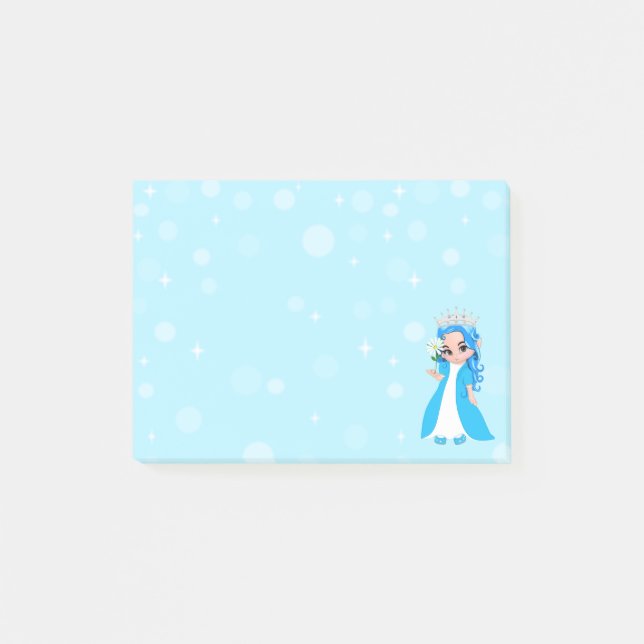 Cute little princess on light blue post-it notes (Front)