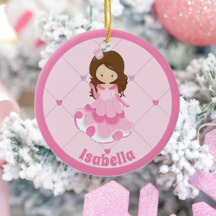 Cute Little Princess Pink Custom Ceramic Tree Decoration