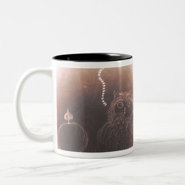 Cute little puffy guy and lightning Two-Tone coffee mug (Left)