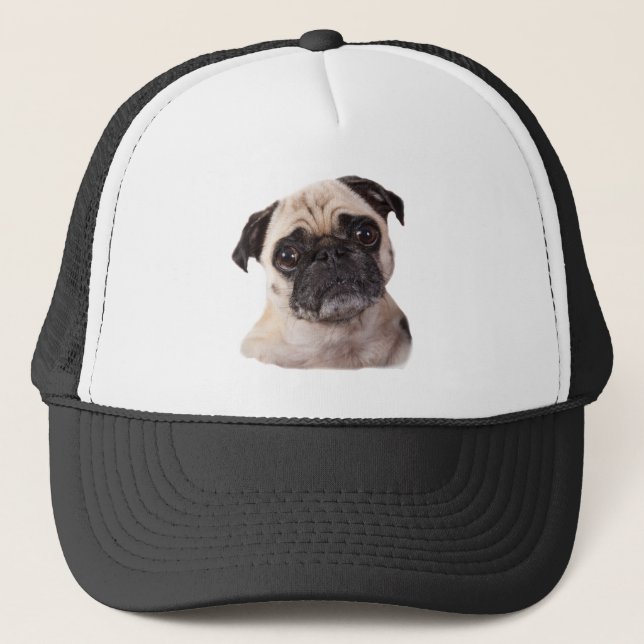 cute little pug dog trucker hat (Front)