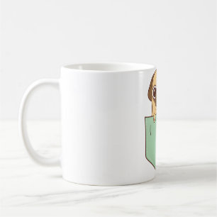 Cute Little Pug In Green Pocket Coffee Mug