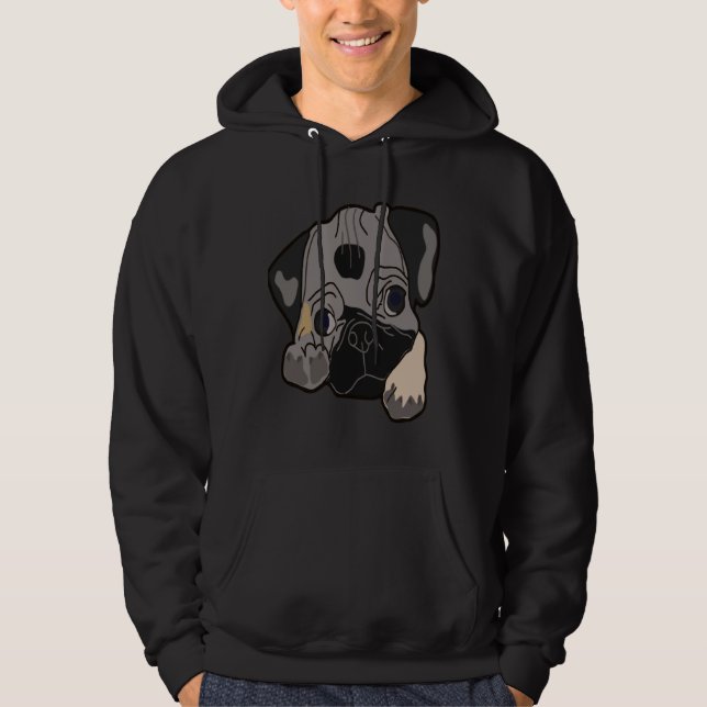Cute Little Pug Looks Awesome Perfect Gift Idea Cl Hoodie (Front)