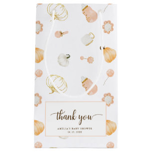Cute Little Pumpkin Baby Girl Shower Thank You Small Gift Bag