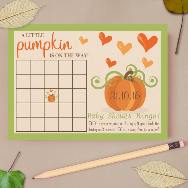 Cute Little Pumpkin Baby Shower Bingo Cards (Creator Uploaded)