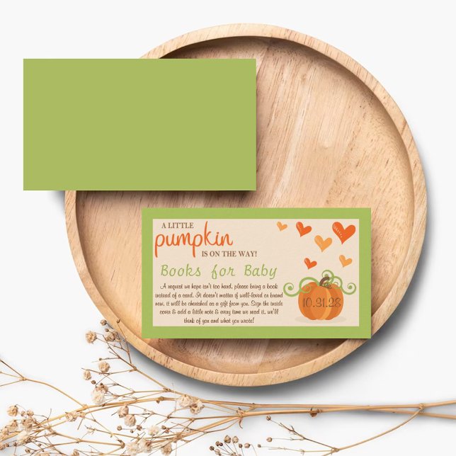 Cute Little Pumpkin Baby Shower Book Request Enclosure Card (Creator Uploaded)