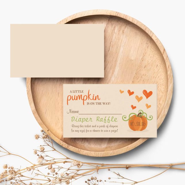 Cute Little Pumpkin Baby Shower Diaper Raffle Enclosure Card (Creator Uploaded)