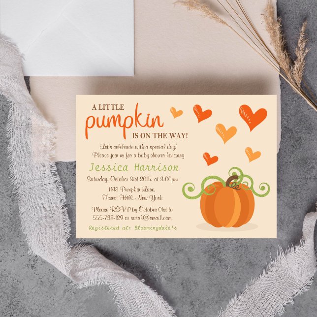 Cute Little Pumpkin Baby Shower Invitations (Creator Uploaded)