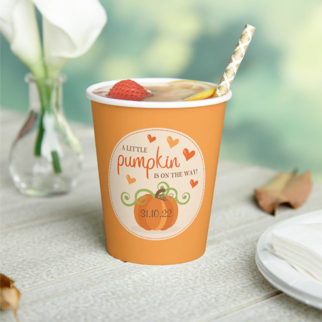 Cute Little Pumpkin Baby Shower Paper Cups (Insitu)