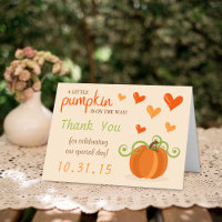 Cute Little Pumpkin Baby Shower Thank You Cards