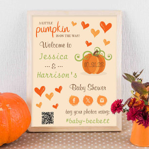 Cute Little Pumpkin Baby Shower Welcome Sign 
