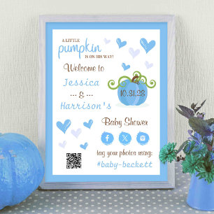 Cute Little Pumpkin Baby Shower Welcome Sign 